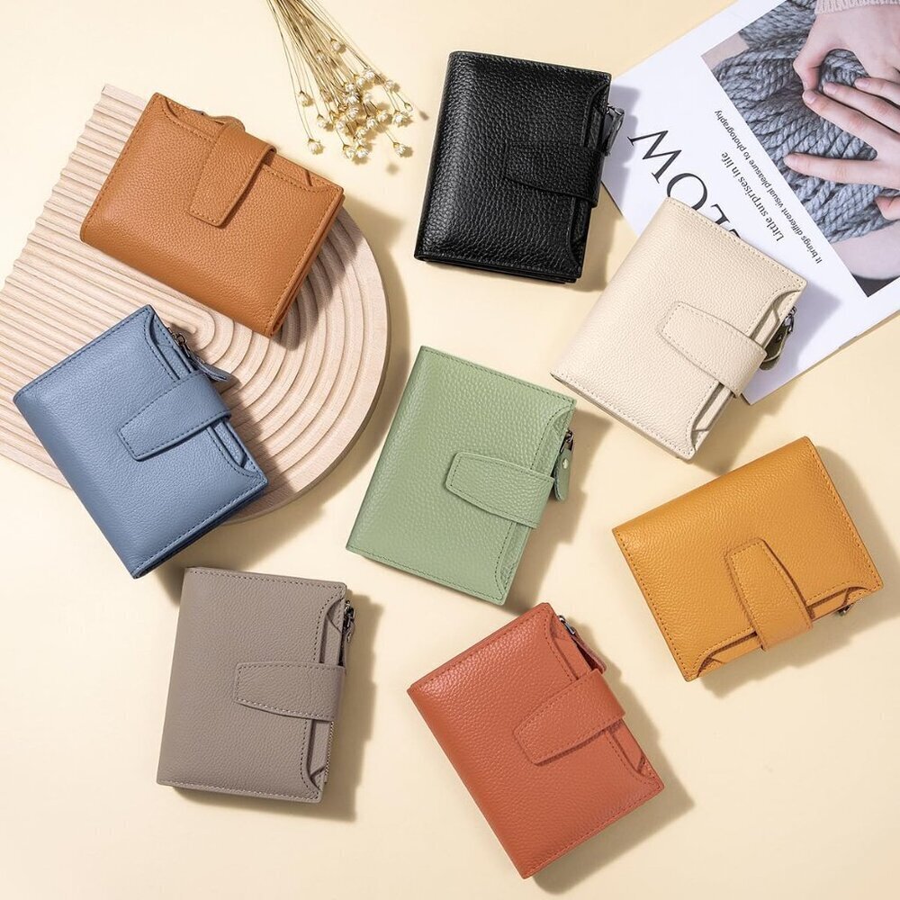 Women RFID Wallet Leather Bifold Compact Card Holder with Coin Pocket - Picture 8 of 8